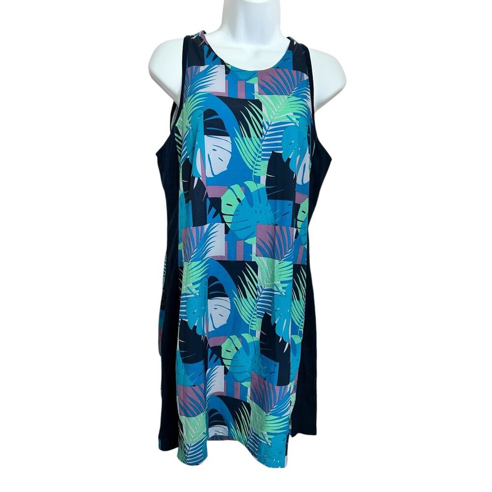 Smartwool Sport Tank Dress Sz M Navy Palm Print Merino Wool Lightweight - Picture 7 of 7